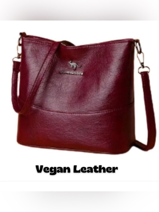 Handbags - Burgundy Vegan Leather Crossbody Purse – Multi-Compartment Shoulder Bag NWOT